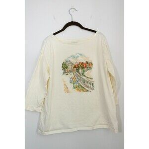 Talbots Tee T-shirt Top 1X Cotton graphic longsleeve